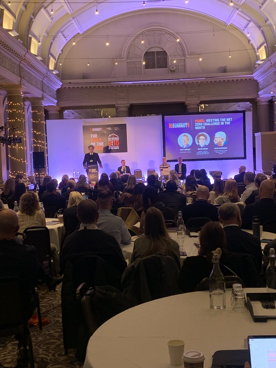 A constructive panel session on meeting the net zero challenge in the North at today's #NorthernHousingSummit24 with panellists <a href="/yhousing/">Yorkshire Housing</a> resident <a href="/SteveYH9/">Steve YH</a>, <a href="/Thirteen_Group/">Thirteen Group</a>'s Matt Forrest, and <a href="/energygovuk/">Department for Energy Security and Net Zero</a> Director Selvin Brown.