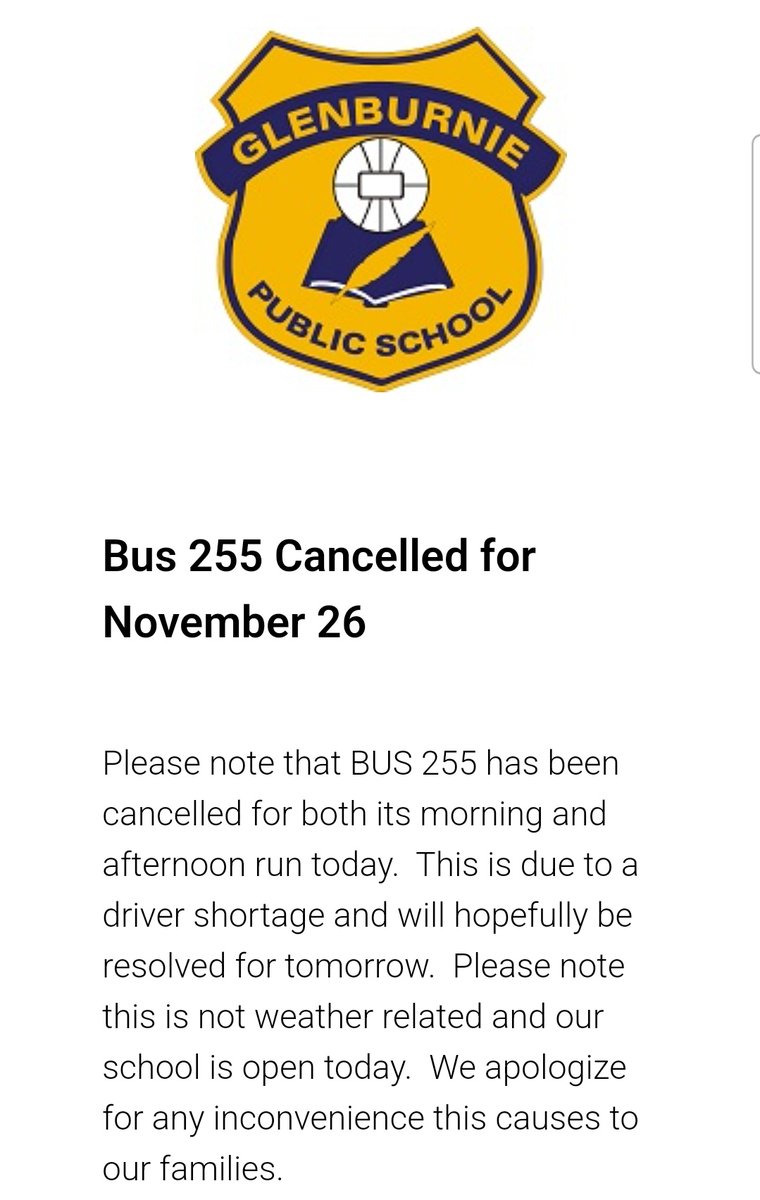 Bus 255 is cancelled today.