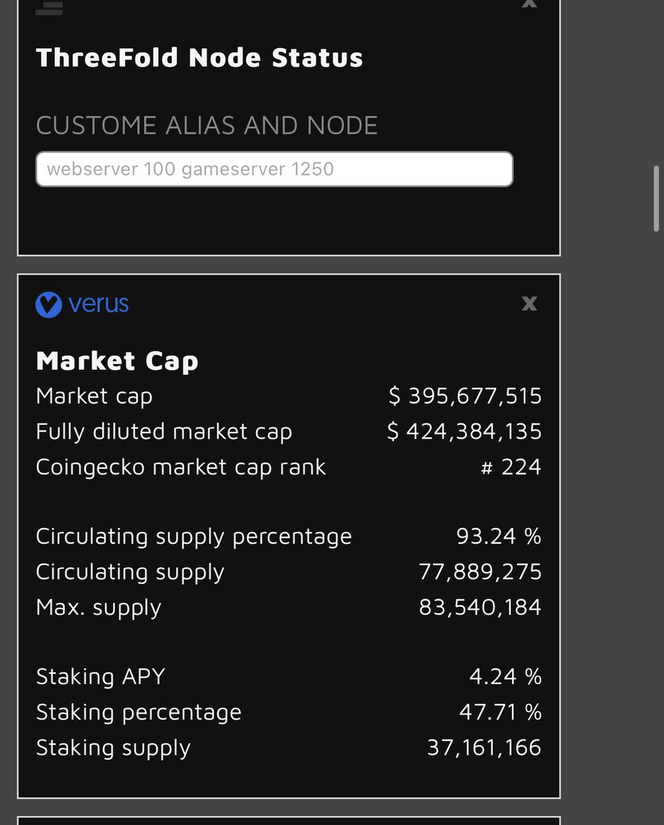 DCAL4X's tweet photo. I am glad you asked that question, because so many people are missing out on Verus because they are not asking that question, nor looking deeper for the answer.

Verus is the only blockchain system in the world that is not dependent on centralized or decentralized exchanges. 

Verus has consensus layer MEV free DeFi, on chain AMM’s, on chain liquidity, website like domain name SSID’s, Multiple connected blockchains, Multiple assets that are all accounted for at the protocol level. Verus has Smart Transactions instead of Smart Contracts. It is unlimited in scale and has both Proof of Work and Proof of Stake as its consensus with the ability to mine with low powered devices. One single cell phone can merge mine up to 22 blockchain on the network with no loss in hashrate. It is unparalleled. 

Verus was designed to connect to other systems so thatvthe assets from the connected system can cross over to Verus and take advantage of its technology, features, and liquidity. Ethereum is the first to connect to it. 
Others are coming. 

The assets on the Verus network can move through the entire system, be bought and sold on chain, without the need for an exchange, with more liquidity than can be found on a centralized exchange in many cases(especially for $VRSC)

Almost all other cryptocurrencies that are NOT on Verus would die or plummet in ranking if they did not have a centralized decentralized exchange to rely on for trading volume. Verus is dominating without them. 

The vast majority of the volume and Marketcap you see in the images below is being done at the consensus layer of the Verus protocol. That is why so many people get confused when they open up @coingecko or @CoinMarketCap and see only a handful of exchanges, and very little tracked volume from these small exchanges, yet the price of VRSC keeps rising and it is moving up the ranks. They don’t understand how it’s possible, and unfortunately don’t dig deep enough to see how revolutionary, and technologically advanced, Verus is.

When #Bitcoin was launched many people tried to compare it to things that existed at the time but the problem was that it was a brand new technology that had nothing to compare it to. It was groundbreaking. 

Right now the same thing is happening with Verus…people keep trying to compare it to existing low function obsolete blockchains not knowing that it cannot be compared to them because it is a totally new paradigm, like Bitcoin was in 2009. 

The people that have dug deep and come to understand the capabilities of the system have not stopped accumulating $VRSC, and won’t stop, because of the math behind this system as it expands.

Hope that helps, there is actually quite a bit more but that would require half a book of text😃 Hope to see you in the Verus Discord. It is an amazing community and very helpful if you have more questions(you should have more questions if you are doing the research 😉)
