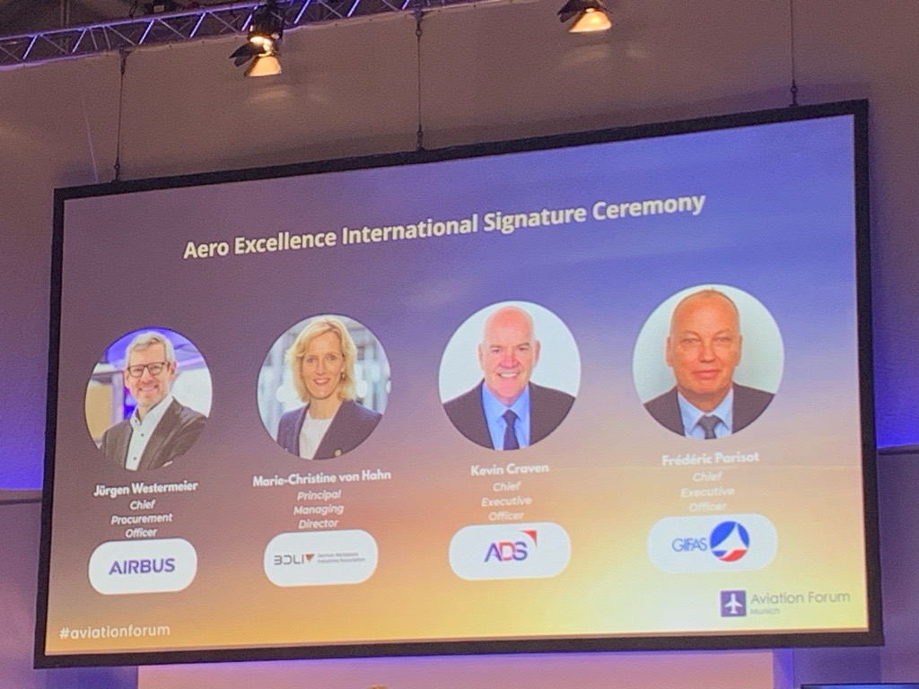 GifasOfficiel's tweet photo. [SupplyChain] L'association #AeroExcellence International a été créée ce matin à l'@AviationWeek  Forum à Munich par Fréderic Parisot, Délégué Général @GifasOfficiel 🇫🇷, Kevin Craven, DG @ADSgroupUK 🇬🇧&amp; Marie-Christine von Hahn, DG de #BDLI 🇩🇪 ➡️https://t.co/3ZdBk5h77u https://t.co/F7zMeKWp4l