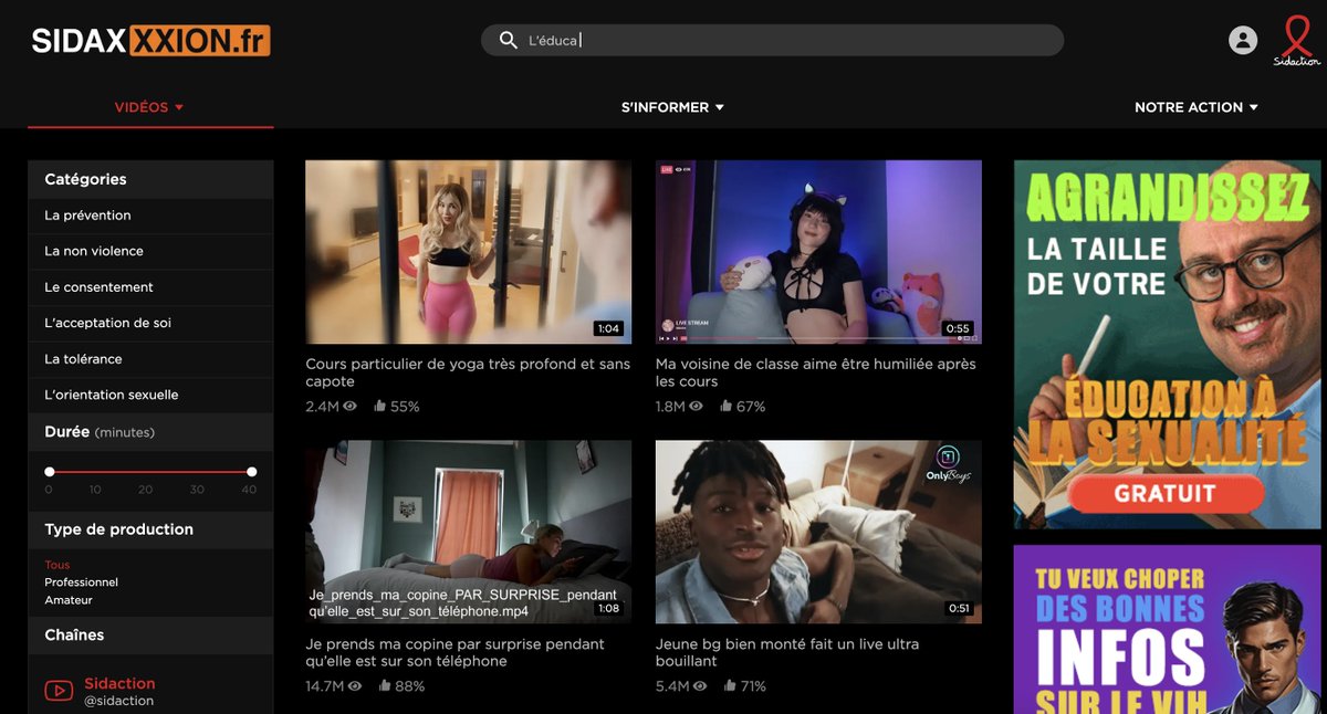👍🏽 Une campagne géniale et un site web <a href="/Sidaction/">Sidaction</a> qui change radicalement de méthode par rapport aux formules creuses sans intérêt et chiffres foireux dont personne ne sait ce qu’ils veulent dire qu’on ressasse encore et encore comme des incantations !
🔗 sidaxxxion.fr