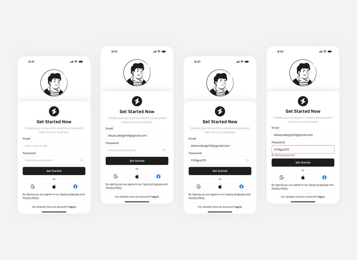 MazzaWalid's tweet photo. What do you think? Adding emotions to sign up process using illustrations✨
#UXDesign #UIDesign #MicroInteractions #DesignInspiration #Illustration https://t.co/aXmoYiiRxd