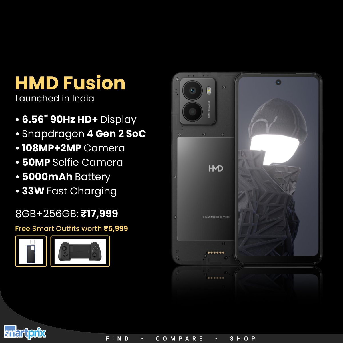 Smartprix's tweet image. HMD Fusion smartphone goes official in India with self-repairability &amp;amp; smart outfits smpx.to/Or2xTF

#HMD #HMDFusion