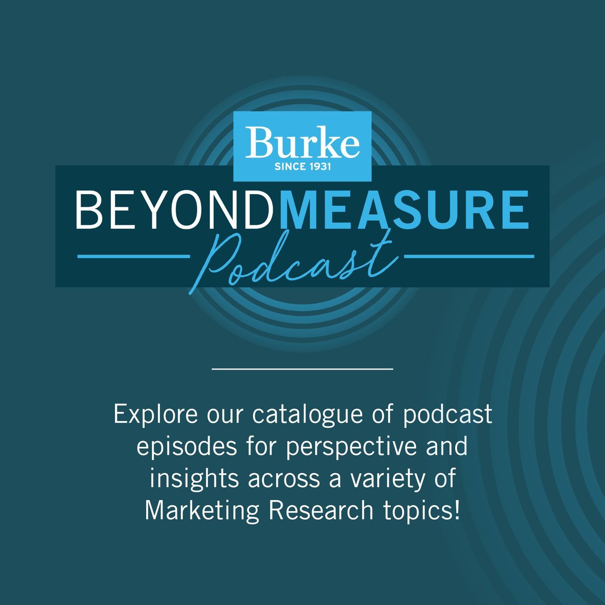 Check out Burke's BeyondMeasure podcast: buff.ly/3ElEPCB

You'll hear from storytellers, innovators, and insights experts on a variety of #MRX topics such as brand growth, sampling + data integrity, and segmentation. Listen today!

#BurkeBeyondMeasure #MRX #Insights