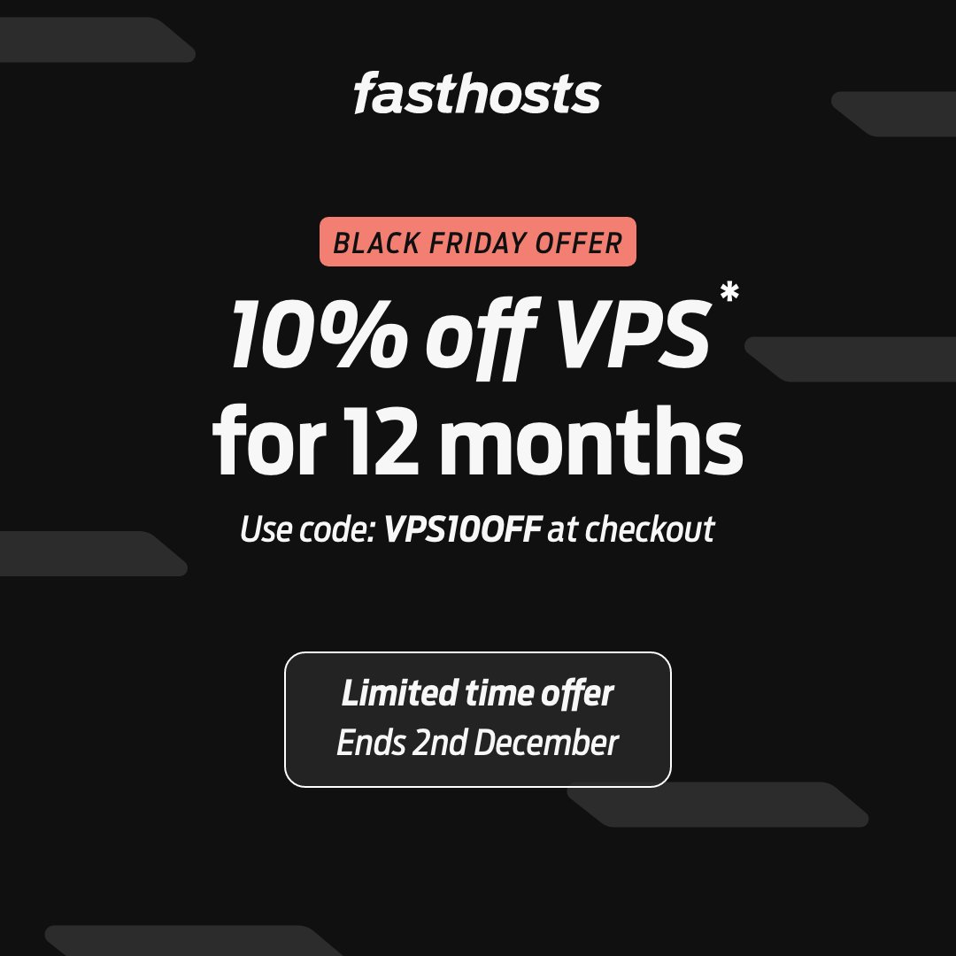 Everyone else is doing it, so why shouldn't we? Black Friday deal for new customers on our VPS.

Use the voucher code here: ow.ly/fKSG50UfHBT