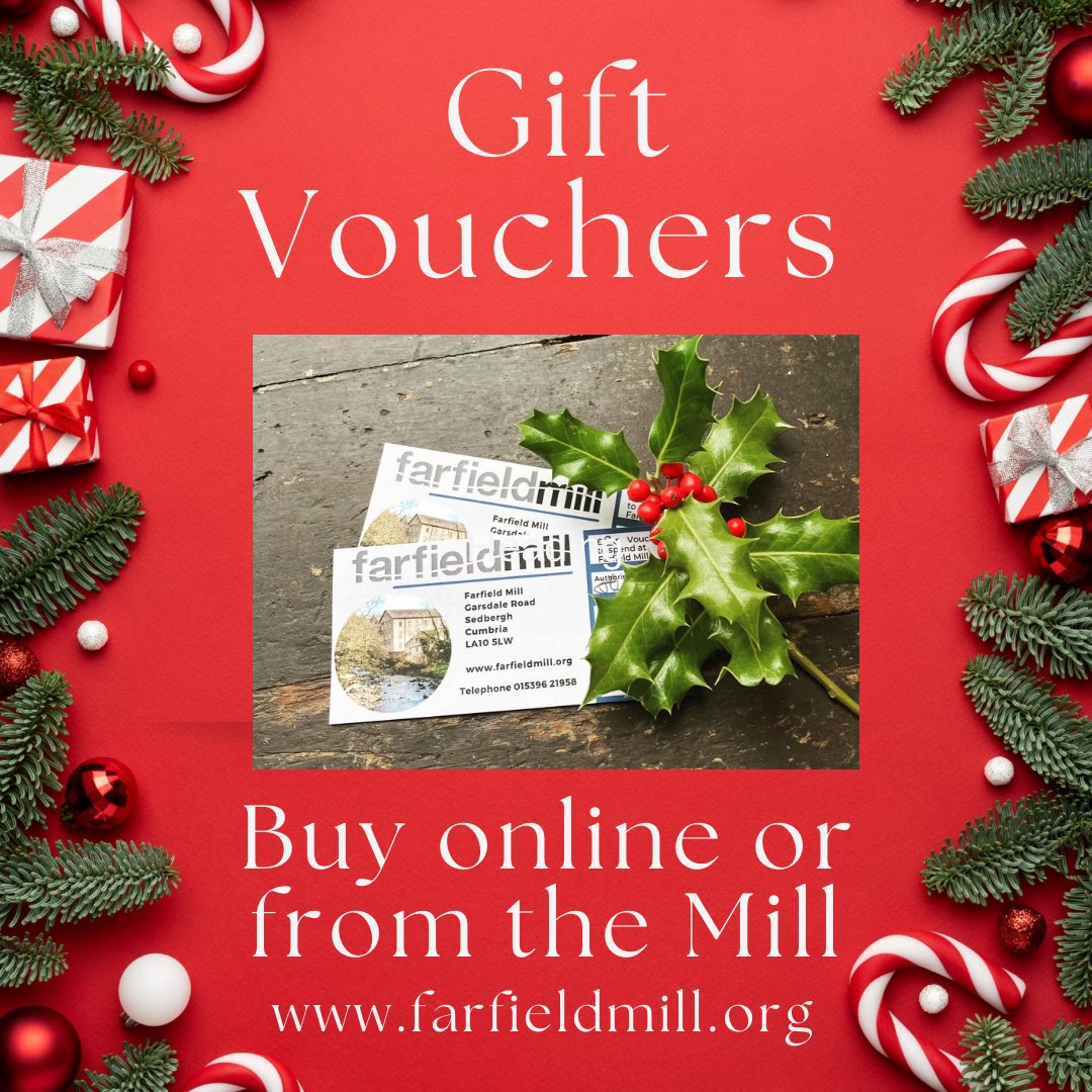 Not sure what to buy loved ones? Gift vouchers to spend in the shop, Tea Room and on workshops offer the perfect opportunity for friends and family to choose their own gift.

Buy in the Mill or online farfieldmill.org/gift-vouchers/ 
Open Wed-Sun 10.30-4 until 22 Dec