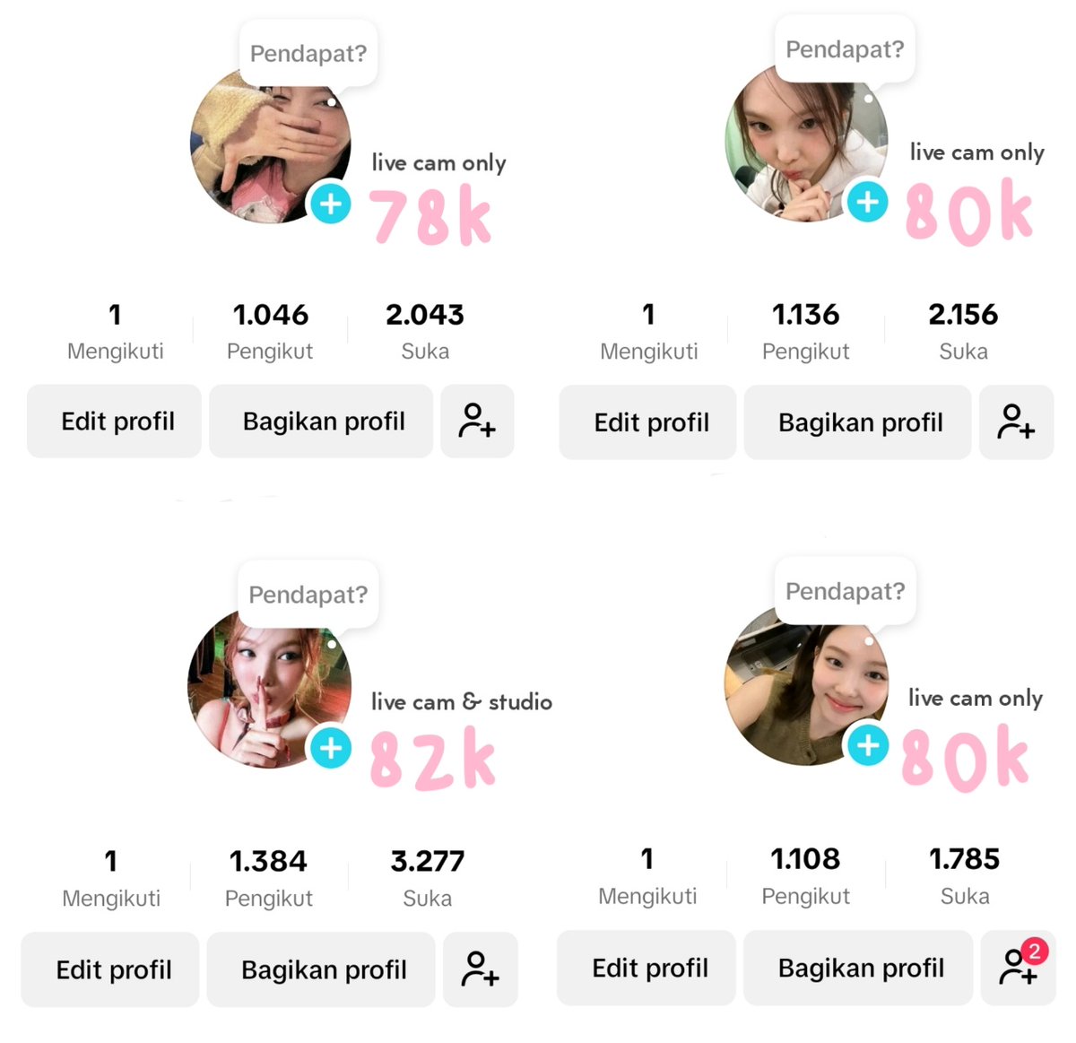 jeje 𐙚 jual akun tiktok! tweet media