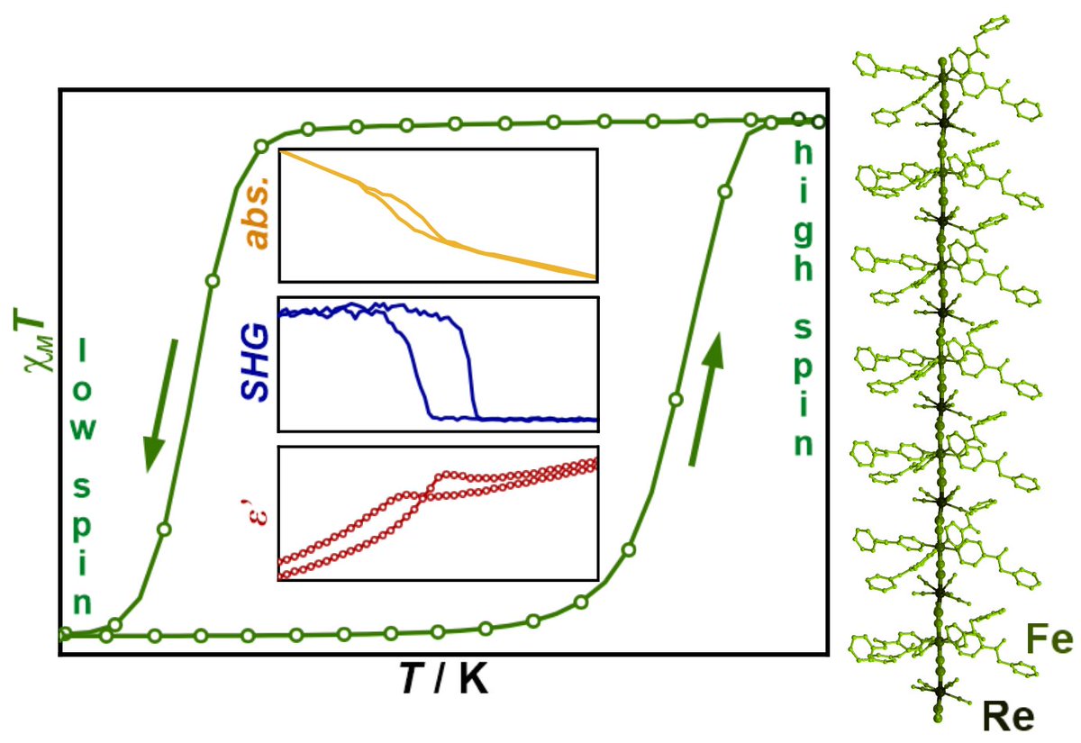 Multifunctional Luminescent Materials Group (MLMG) (@multilumimater) on Twitter photo Check out our newest research article published in <a href="/angew_chem/">Angewandte Chemie</a>. We report a polar SCO material based on Fe(II)-Re(V) chains demonstrating a thermal bistability in magnetism, light absorption, SHG, and dielectric properties 😊 To read more follow the link: onlinelibrary.wiley.com/doi/10.1002/an… Check out our newest research article published in <a href="/angew_chem/">Angewandte Chemie</a>. We report a polar SCO material based on Fe(II)-Re(V) chains demonstrating a thermal bistability in magnetism, light absorption, SHG, and dielectric properties 😊 To read more follow the link: onlinelibrary.wiley.com/doi/10.1002/an…