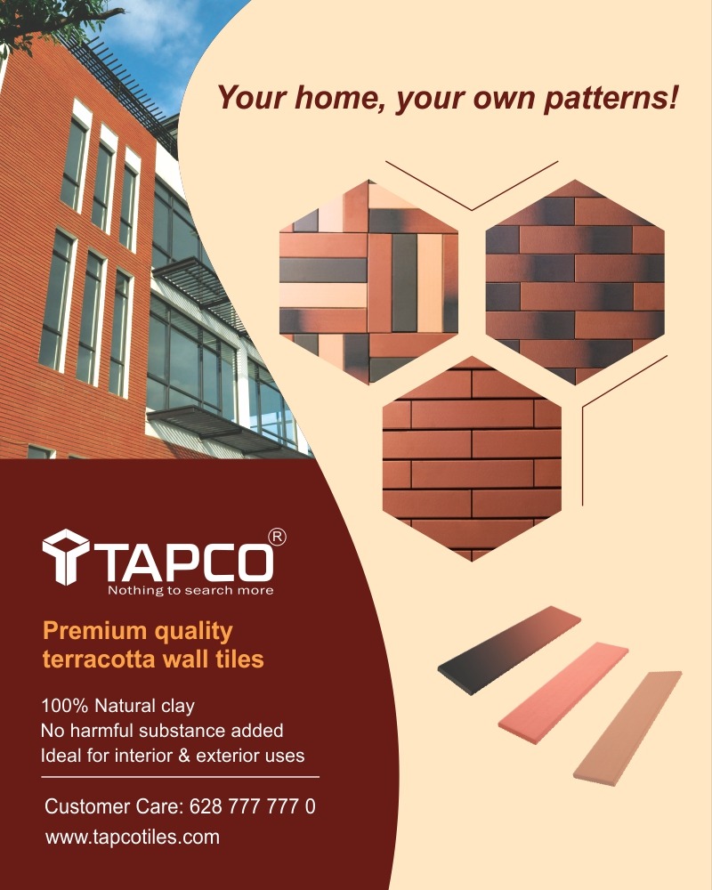 Create your own patterns on your walls, interior or exterior. Tapco premium quality terracotta wall tiles.

For all business inquiries, Please reach out to us
+91 9388773717
Visit - tapcotiles.com

#terracottawalltiles #naturalclay #TapcoProduc