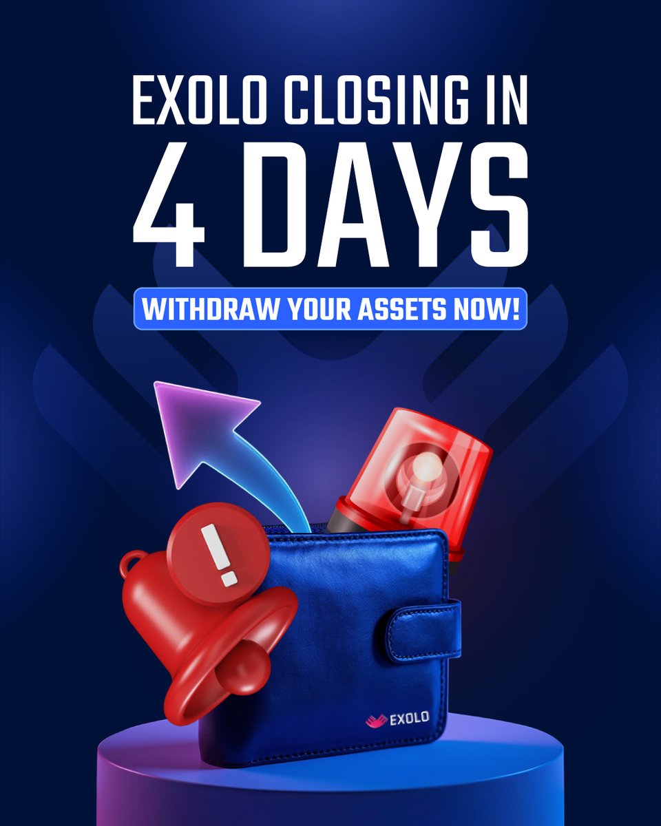 🚨EXOLO is Closing – Withdraw Your Assets Now🚨

We regret to inform you that EXOLO is closing operations.  

To ensure the security of your assets, please withdraw all funds from your account immediately.  
The withdrawal deadline is November 30, 2024, after which access to the