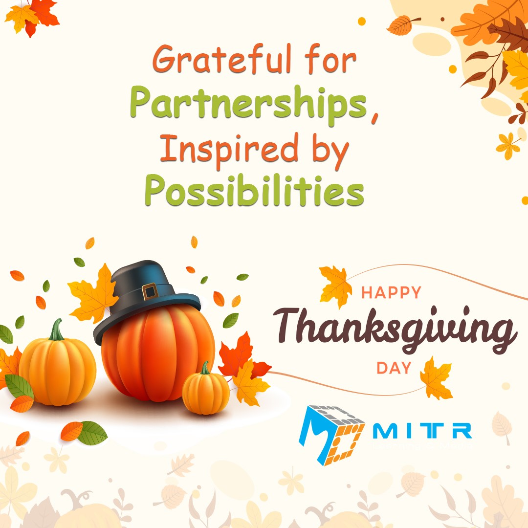MitrLearning's tweet image. 🦃Happy Thanksgiving from Mitr Learning &amp;amp; Media! As families and friends come together this Thanksgiving, we at Mitr Learning &amp;amp; Media want to express our gratitude to our clients and partners.🍁
mitrmedia.com
#Thanksgiving2024 #Gratitude #MitrLearningAndMedia #Thankful