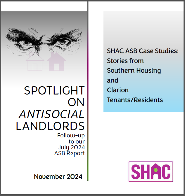 SHAC's ASB case studies report underscores a damaging pattern of social landlord behaviour ranging from neglect to apparent intentional cruelty.

This will not change until the government acknowledges this antisocial social landlord behaviour, takes it seriously, and creates