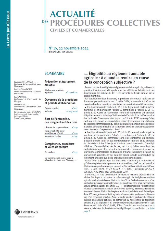 📢 l'Actualité des procédures collectives n° 19 du 22 novembre 2024, réalisée sous la direction de Laurence Fin-Langer, est en ligne sur #LexisNexis !
Sommaire ↩️
🔗lexis360intelligence.fr/revues/Actuali…