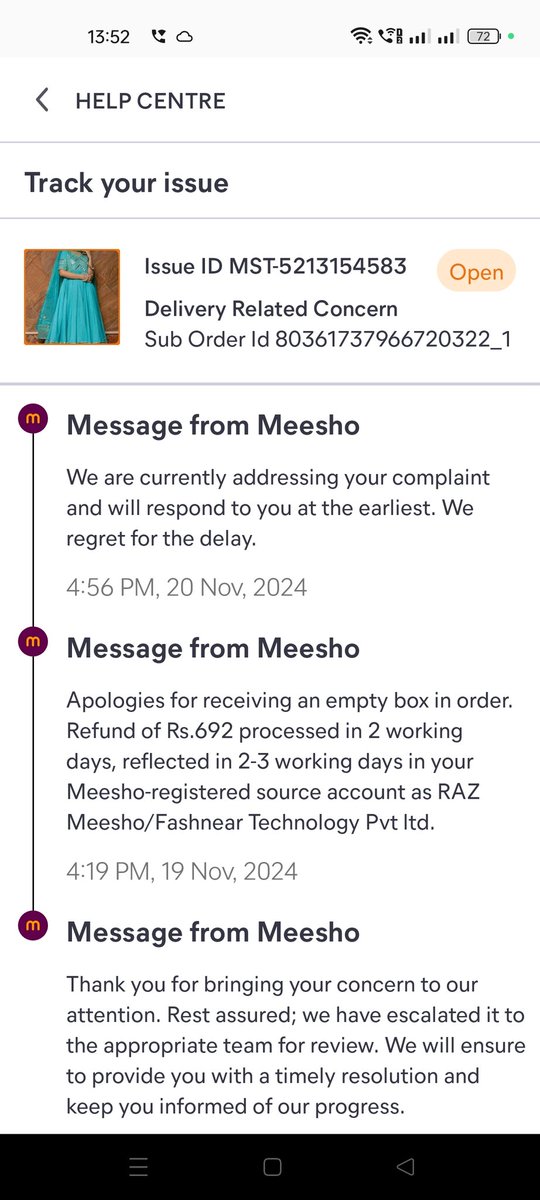 deepasrivasta's tweet photo. @meesho_support My refund is pending, I got garbage. I wrote mail, daily i am calling your team but no response. Sharing a screenshot, i hope no further mental harassment will happen from meesho. @indianconsumer_  @Meesho_Official https://t.co/EdTcoZYFuC
