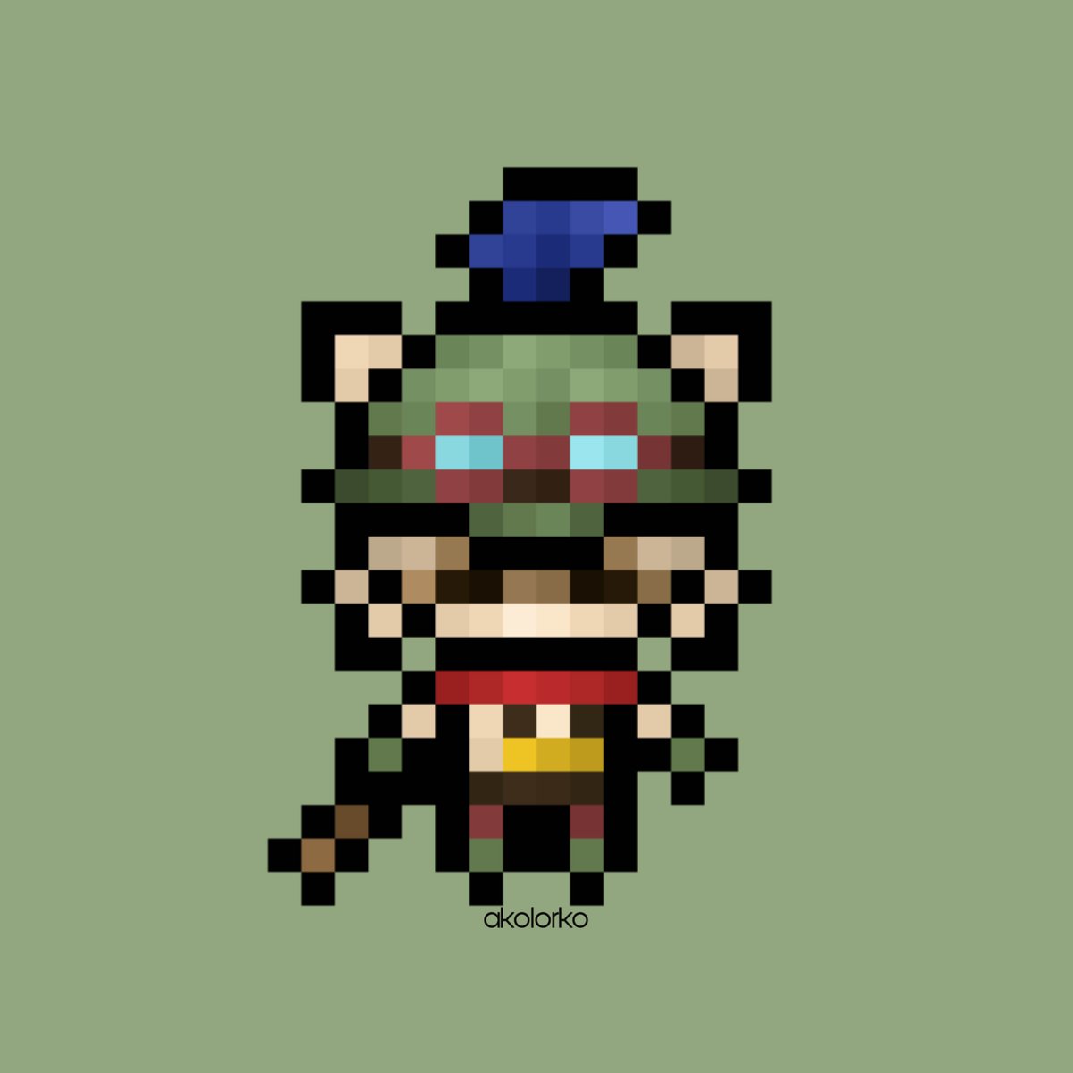 akolorko's tweet photo. "𝒞𝒶𝓅𝓉𝒶𝒾𝓃 𝒯𝑒𝑒𝓂𝑜 𝑜𝓃 𝒹𝓊𝓉𝓎." 🪈🍄
—
teemo sprite from league of legends ♡ | follow on ig @ akolorko
#pixelart #sprite #leagueoflegends #teemo https://t.co/FjhomZoZqy