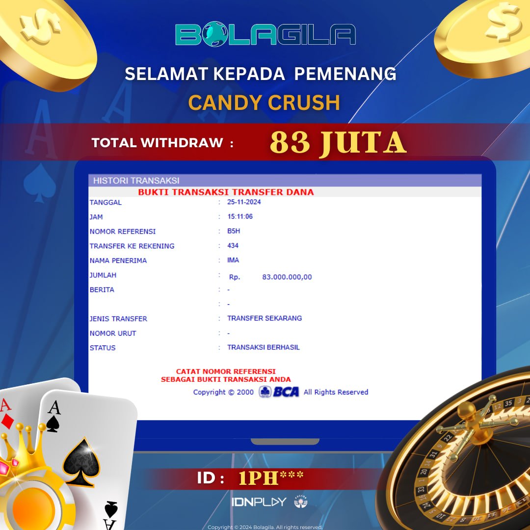 KBolagila1's tweet photo. BOLAGILA - INTERNASIONAL DEWA GRUP (IDN PLAY)
•
Selamat Kepada ID MEMBER : 1PH*** Jackpot SLOT di CANDY CRUSH dan Melakukan Withdraw Sebesar 83 Juta dibayar LUNASS!!!

Link Alternatif BOLAGILA : 🌐 https://t.co/8EZr2wKght 📷 https://t.co/ZMz7CvH3rS https://t.co/U3XPVvmsxF