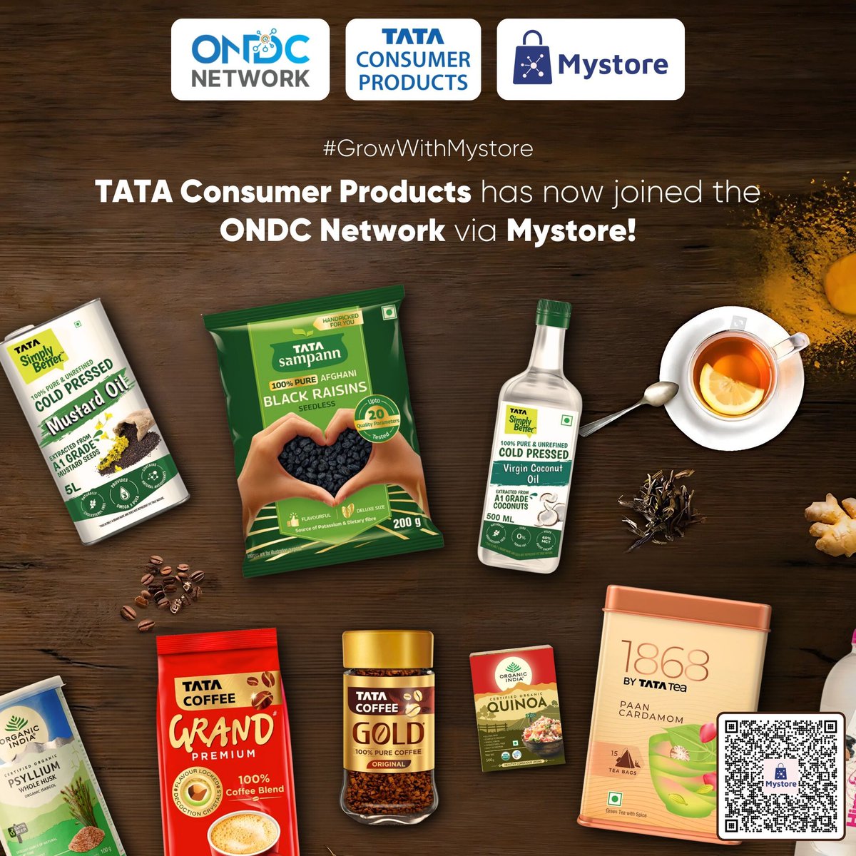mystoreforindia's tweet image. 🌟 Big News Alert! 🌟

Tata Consumer Products Limited is now live on Mystore + @ONDCNetwork

Discover a world of premium Tata Tea ☕, aromatic Coffee, Ayurvedic health capsules, and nourishing oils — all at unbeatable deals!

🛒Shop Now- buff.ly/41ns6f9 

#GrowWithmystore