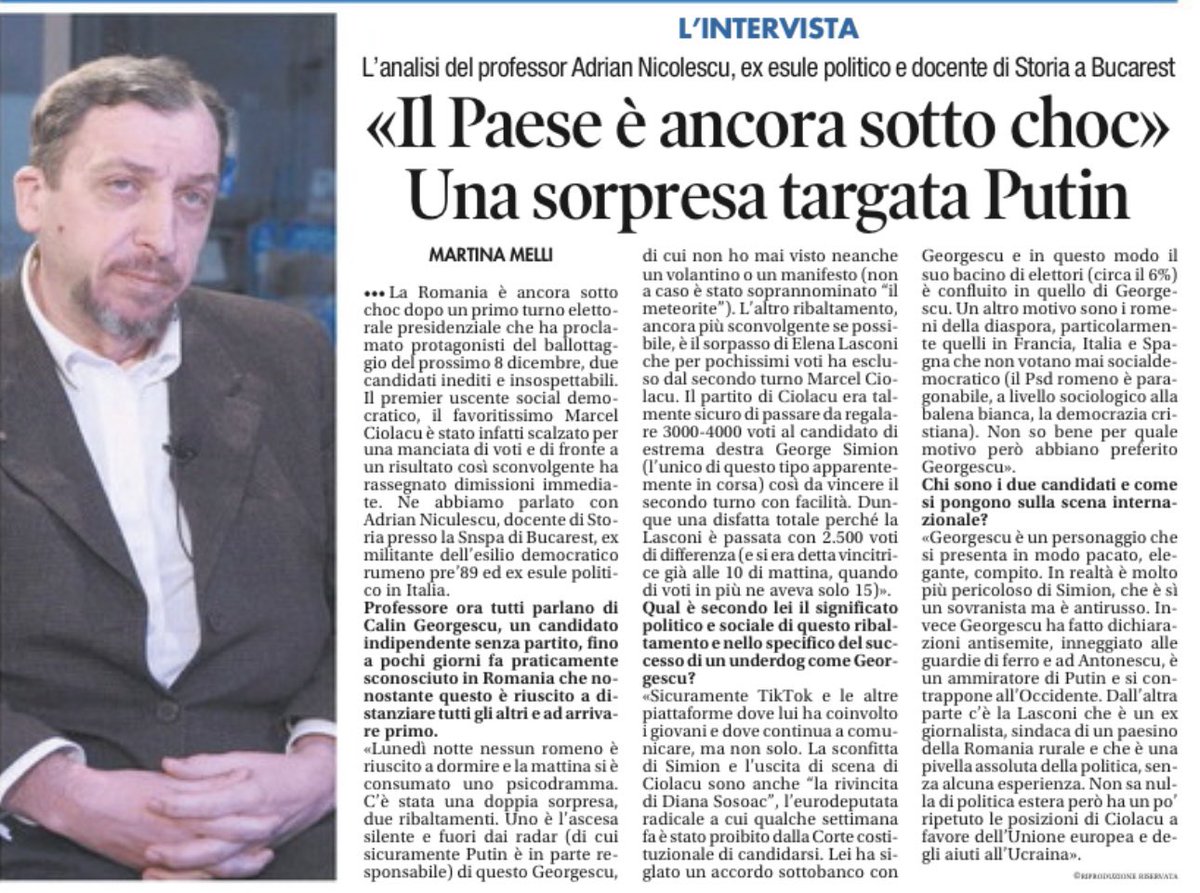 Oggi sul <a href="/tempoweb/">IL TEMPO</a> parlo di elezioni presidenziali in Romania