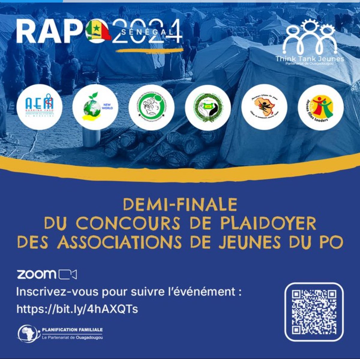 La demi-finale du concours de plaidoyer des associations de jeunes du <a href="/POuagaPF/">Partenariat de Ouaga</a> avance à grands pas🎊🎊

Inscrivez-vous pour ne rien rater de cette merveilleuse opportunité d’entendre la voix des jeunes 
Cliquez juste là 👉🏿 lnkd.in/enUd444s
<a href="/thiaba_sembene/">Sembene Thiaba</a>  <a href="/cheikhsambe7/">Cheikh Bamba Sambe</a>