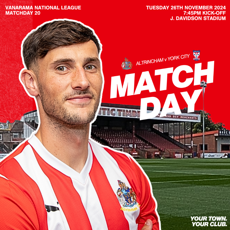 altrinchamfc's tweet photo. 🔜 Tonight we face league leaders @YorkCityFC 💪

It's another HUGE clash in @TheVanaramaNL, under the lights at the  @JDavidsonScrap Stadium 😍

Tickets ⤵️ | #YourTownYourClub