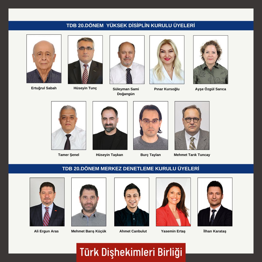 TDB 20.DÖNEM YÜKSEK DİSİPLİN VE MERKEZ DENETLEME KURULU ÜYELERİNİN GÖREV DAĞILIMI BELLİ OLDU
tdb.org.tr/icerik_goster.…

#turkdishekimleribirligi #diş #sağlık #dişhekimi #tdbhaber #dişhekimliği #gencdishekimleri #tdböğrencikolu #fdi #BilimselDişhekimliği