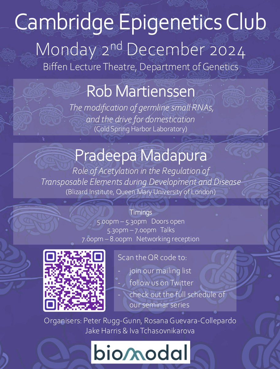 CambridgeEpigenetics (@epigeneticsclub) on Twitter photo Cambridge Epigenetics Club next Monday! Looking forward to hosting the one and only Rob Martienssen from CSHL and Pradeepa Madapura from the Blizard Institute <a href="/PradeepMadapura/">Pradeepa Madapura</a> Cambridge Epigenetics Club next Monday! Looking forward to hosting the one and only Rob Martienssen from CSHL and Pradeepa Madapura from the Blizard Institute <a href="/PradeepMadapura/">Pradeepa Madapura</a>