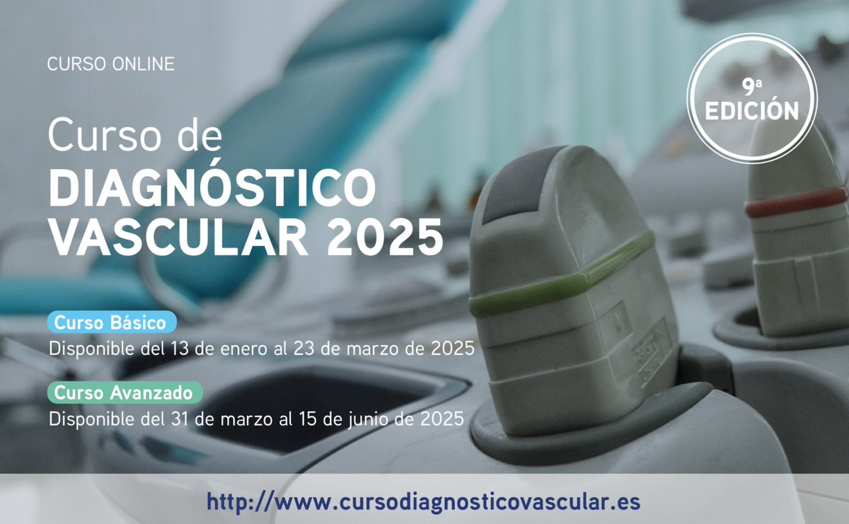 👉 Como no se puede tratar lo que no se diagnostica, os pasamos la información de un Curso de Diagnóstico Vascular que organiza otro de los Capítulos de la SEACV, el de Diagnóstico Vascular.
Curso de Diagnóstico Vascular 2025 (Básico y Avanzado)

+info en: cursodiagnostivovascular.es