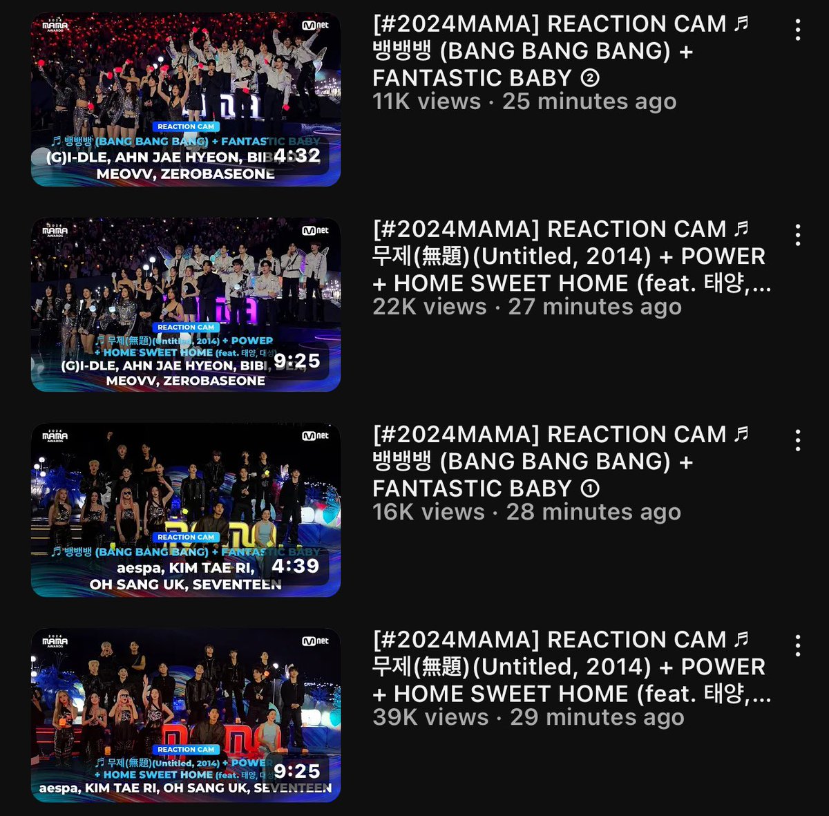 jiyongsmotte's tweet photo. MNET KNEW WE ARE WATCHING EVERYONE’S REACTION TO GDRAGON AND BIGBANG’S MAMA 2024 PERFORMANCE THEY RELEASE ALL THE REACTION VIDEO OF THE IDOLS.😭😭😭😭😭😭😭😭 https://t.co/ze7ELzl6D2
