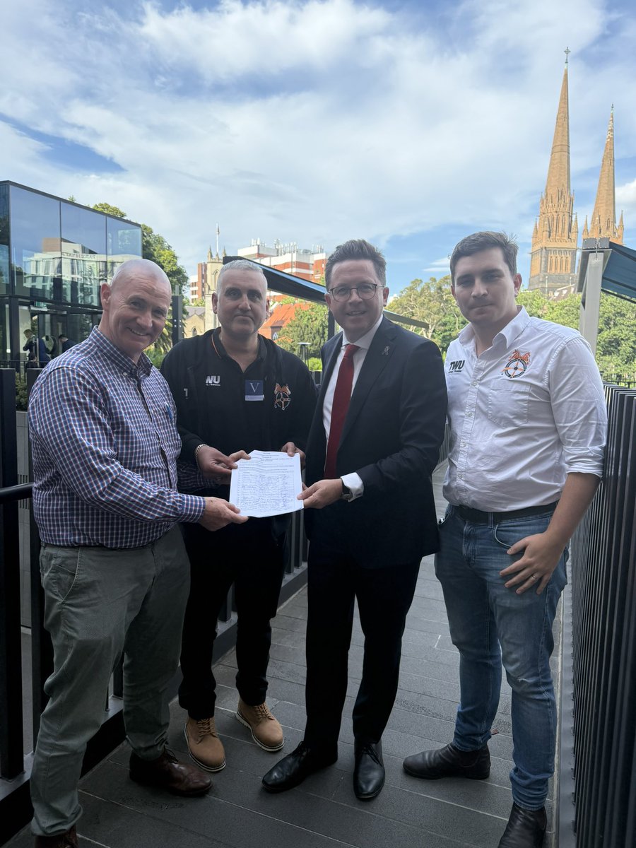 Transport worker safety is not negotiable.  Today I heard first hand from <a href="/TWUVicTas/">TWU Vic/Tas</a> delegates about the need to better protect SkyBus drivers - particularly during their overnight services at Spencer St/Southern Cross. Thanks for the petition. We’ll work to keep our drivers safe