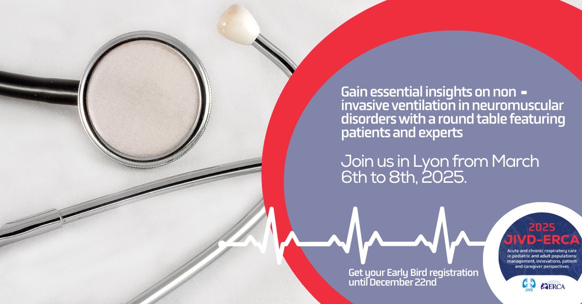 👉🏻Gain essential insights on neuromuscular disorders, addressing long-term care challenges and patient and family support among other issues

📆6-8 March 
📍Cité Centre de Congrès, Lyon
✍ Registrations:  jivd-erca2025.com/registration
👀 Program: jivd-erca2025.com/preliminary-pr…