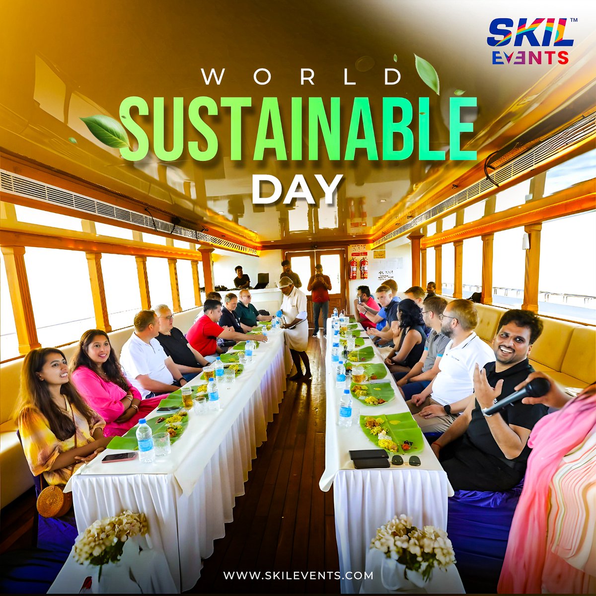 🌍 This #WorldSustainableDay, let’s make a difference! 

At #SKILEvents, sustainability drives our eco-friendly corporate experiences. From leaf plates to a smaller footprint, we’re shaping a greener future. 🌱

💡 Ready for a sustainable #corporateevent? Let’s make it happen!