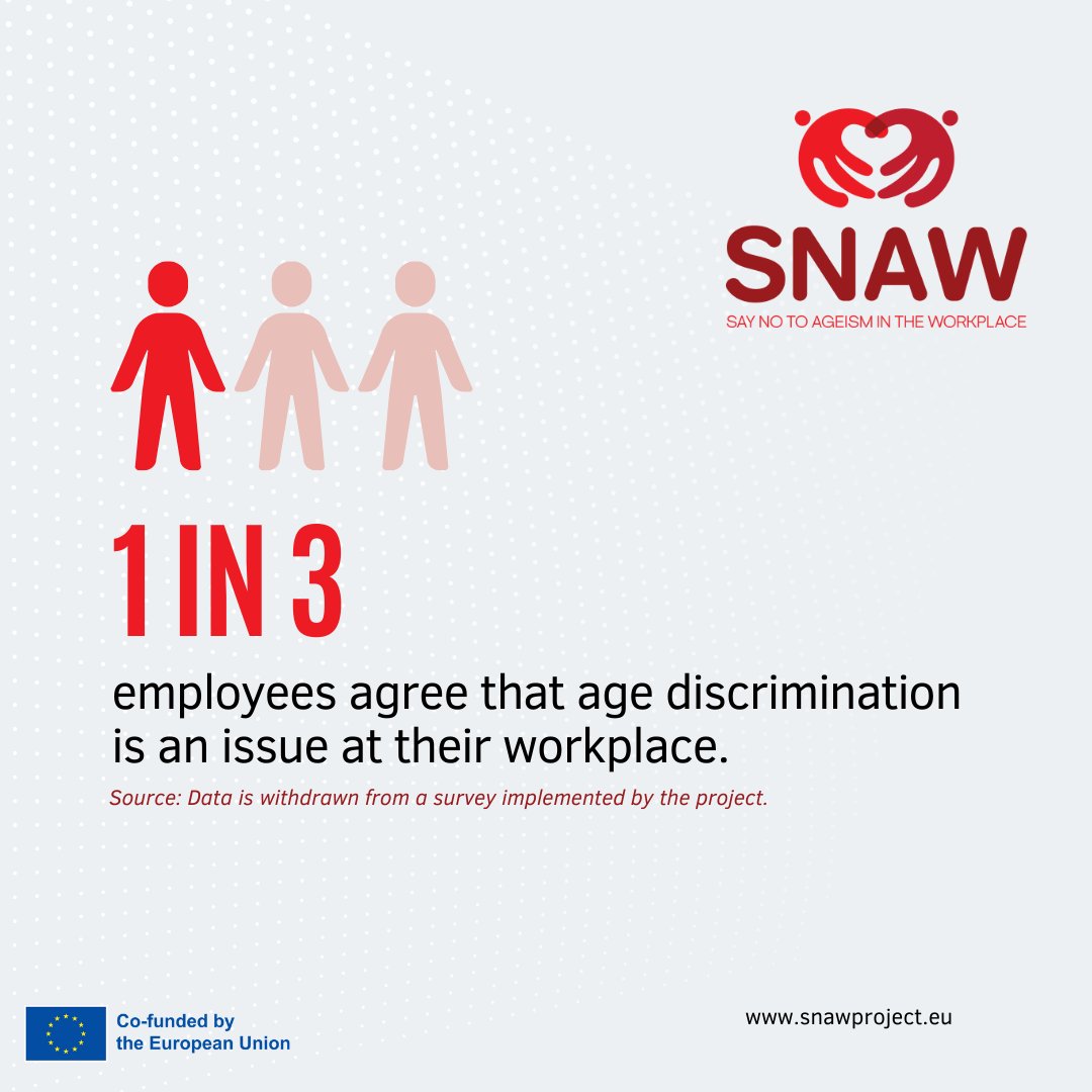How does age impact the workplace?
📊 Stay tuned for the upcoming SNAW-Report on Ageism in the Workplace! Discover insights and actionable steps to create a more inclusive work environment.
🔗 Learn more: snawproject.eu

#AgeDiversity #Inclusion #Ageism #SNAWProject