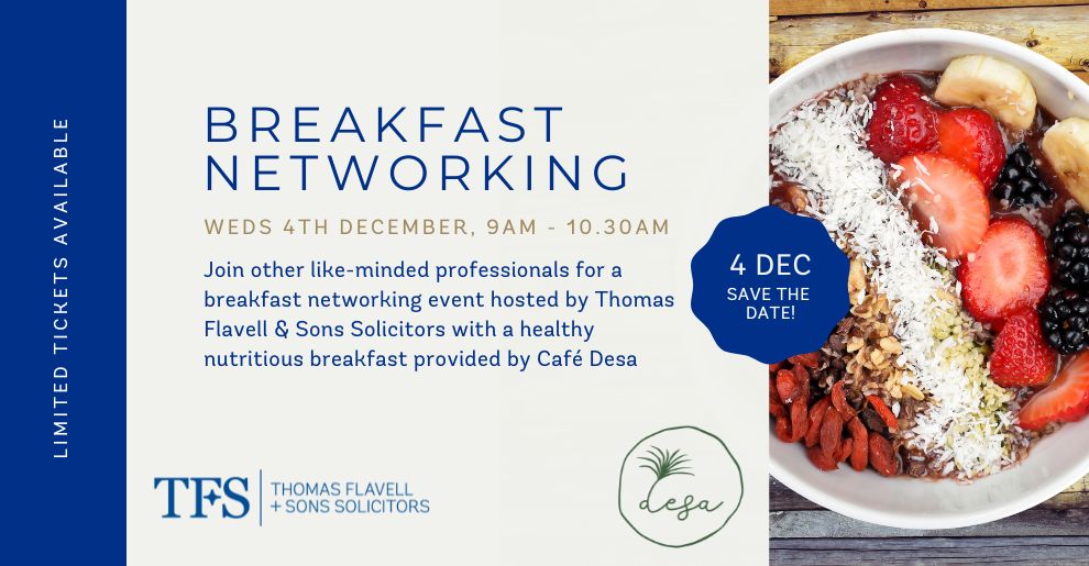 Join us on Weds 4th Dec from 9am - 10.30am for a FREE networking breakfast with the opportunity to build connections with fellow professionals plus learn about boosting attention span and increasing productivity from sports science expert Ian Reinge.

bit.ly/40PFCaN
