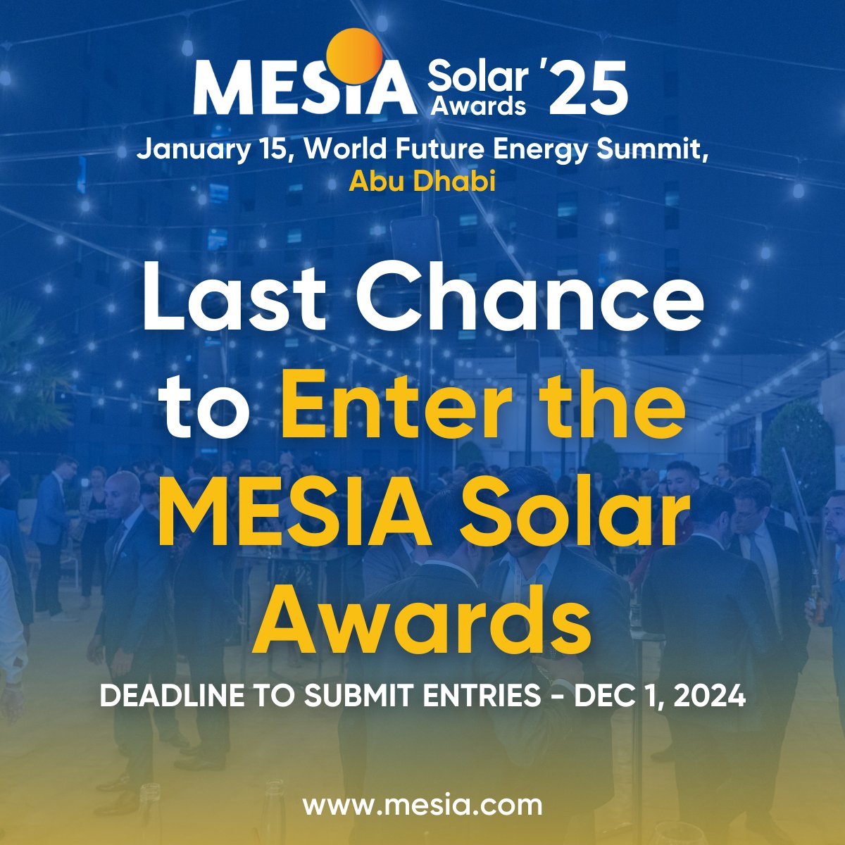 WFES's tweet image. We are proud to partner with MESIA as this year's Industry Supporter for the Solar sector. If you haven't already submitted your entries for the MESIA Solar Awards 2025, time is running out: mesia.com/mesia-solar-aw…

#SolarAwards #RenewableEnergy #MENA #SolarInnovation