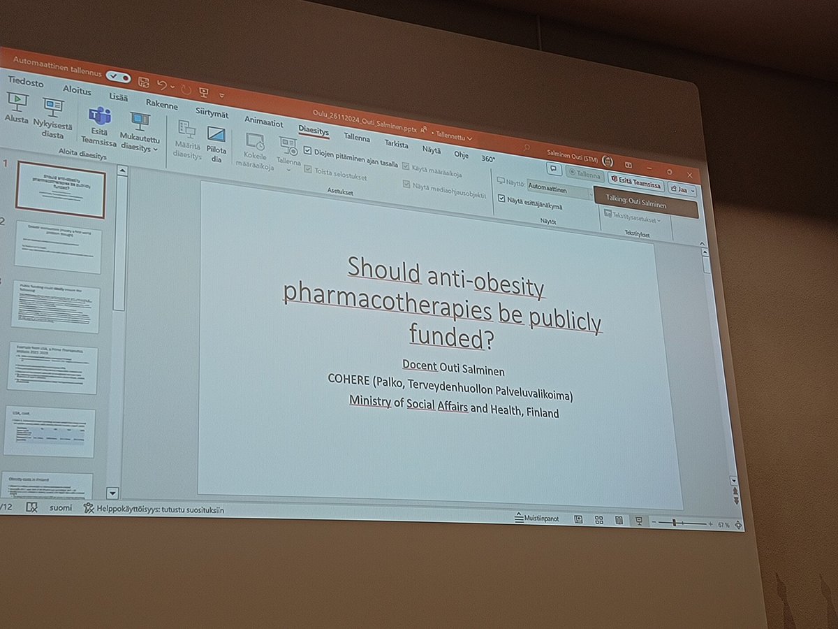 Outi Salminen addressing the very important and timely question: Should anti-#obesity drugs be publicly funded?