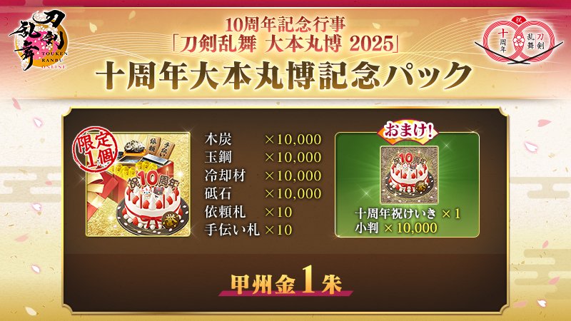 1/4) 【「十周年大本丸博記念パック」販売】 「十周年大本丸博記念