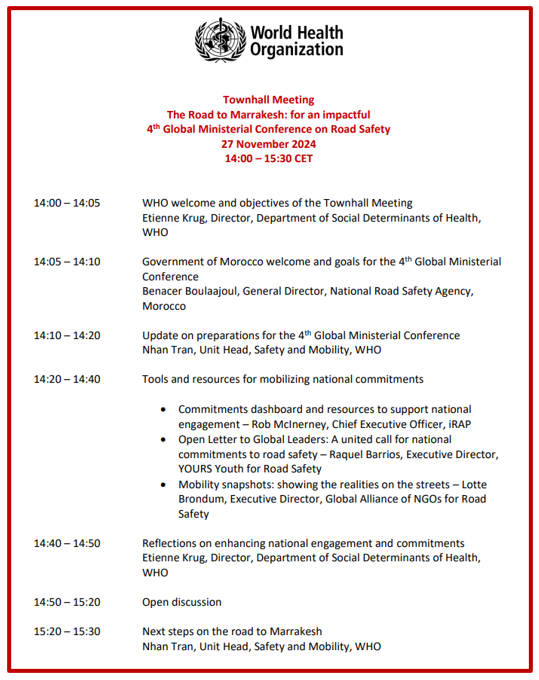 UNRSC's tweet photo. Joining 4th Global Ministerial Conference on #RoadSafety? Or helping your country prepare its commitments? Tomorrow’s Townhall Meeting will update on preparations &amp; give guidance on how to make sure this milestone event will help build #StreetsForLife. https://t.co/bMFHR5evOk https://t.co/dliBVNWDgR