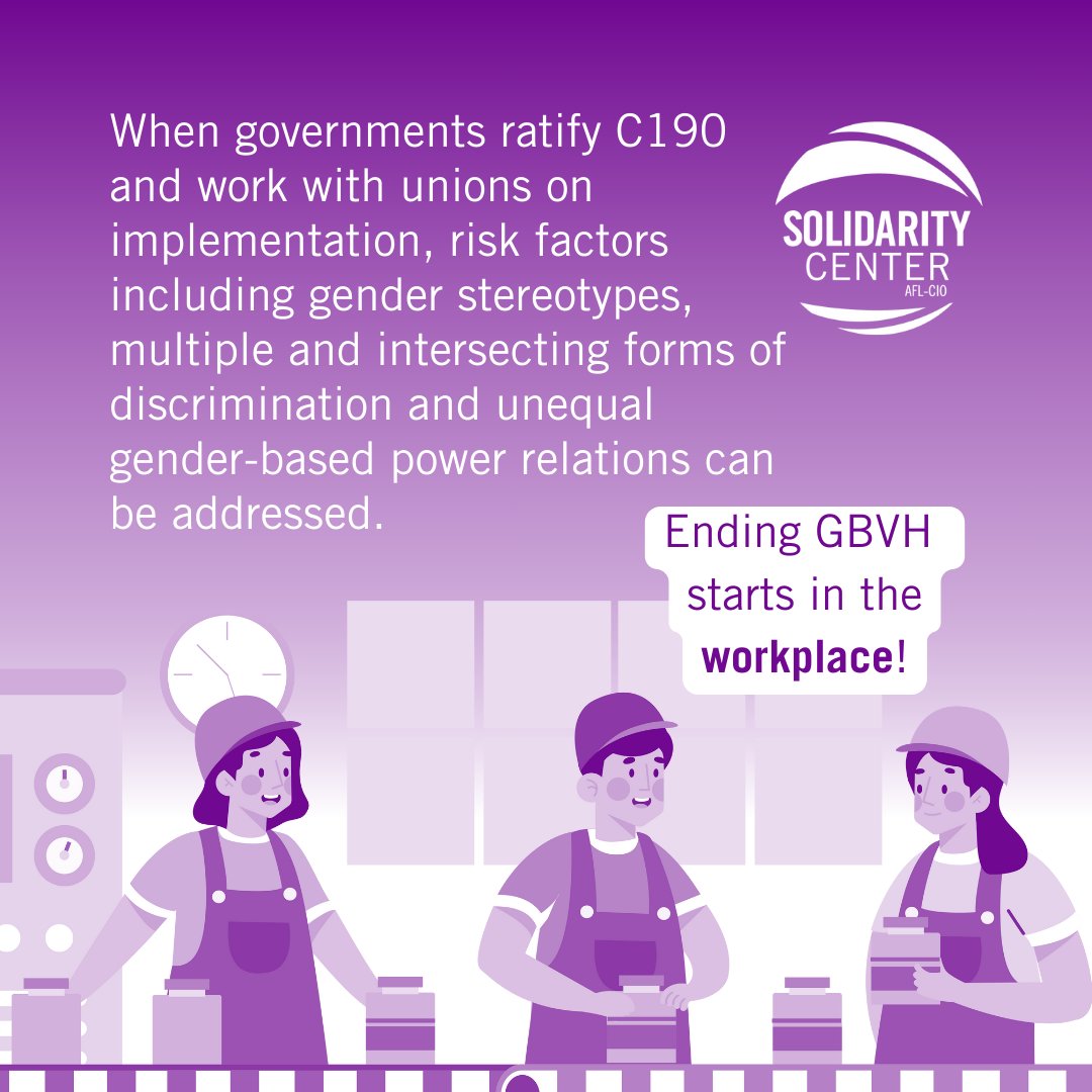 ✊ As part of #16Days of Action, we continue to call on ALL countries to ratify @ILO #C190 &amp; collaborate with workers &amp; their unions to develop policies for implementation to #endGBVH!