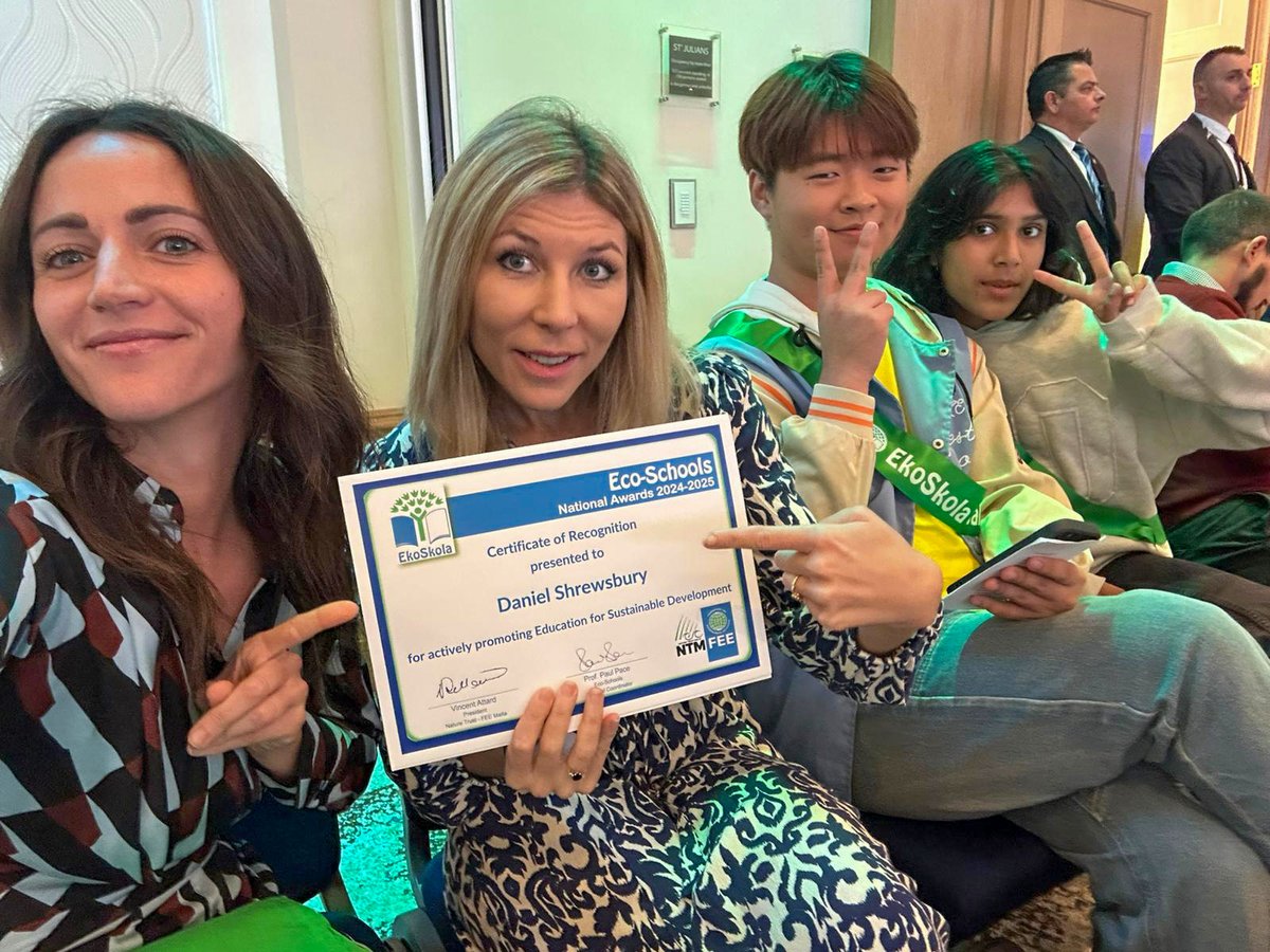 VerdalaSchool's tweet photo. 🌿✨ Proud recipients of the EkoSkola Green Flag Award, honored by Her Excellency The President of Malta for our commitment to Education for Sustainable Development. Thank you to our Eco Committee leaders Aimee Dymond &amp; Martina Pittaro, our partners, and students! @EkoSkolaMalta https://t.co/QP3d1FjMKq