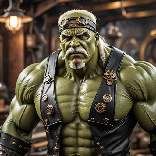 lordknight_ai's tweet photo. I asked for a #steampunk Hulk Hogan and I get this. ๐คฃ #HotpotAI #AIart #AIcommunity https://t.co/CqJkSKJCUt