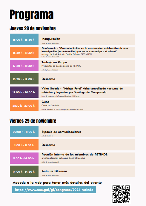 Grupo Stellae (@grupostellae) on Twitter photo ⏰ ¡Faltan dos días!⏰ El comité organizador del III Encuentro RETINDE tiene todo preparado con ilusión para que este encuentro sea significativo y ayude a la reflexión sobre la investigación en educación.
📩 ¿Tienes alguna duda? retinde.santiago@usc.gal
¡No vemos el jueves!🤩 ⏰ ¡Faltan dos días!⏰ El comité organizador del III Encuentro RETINDE tiene todo preparado con ilusión para que este encuentro sea significativo y ayude a la reflexión sobre la investigación en educación.
📩 ¿Tienes alguna duda? retinde.santiago@usc.gal
¡No vemos el jueves!🤩