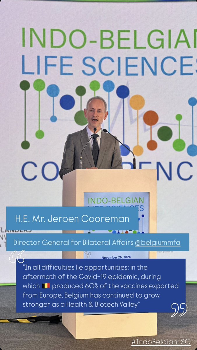“ In emphasizing 🇧🇪’s global role, we underscore our commitment to fostering partnerships. Our succes is not isolated; it is part of a global effort to advance health care &amp; biopharmaceutical innovation”.  

- H.E. Mr. Jeroen Cooreman, <a href="/BelgiumDGB/">🇧🇪 DG Bilateral Affairs</a> 

#IndoBelgianLSC