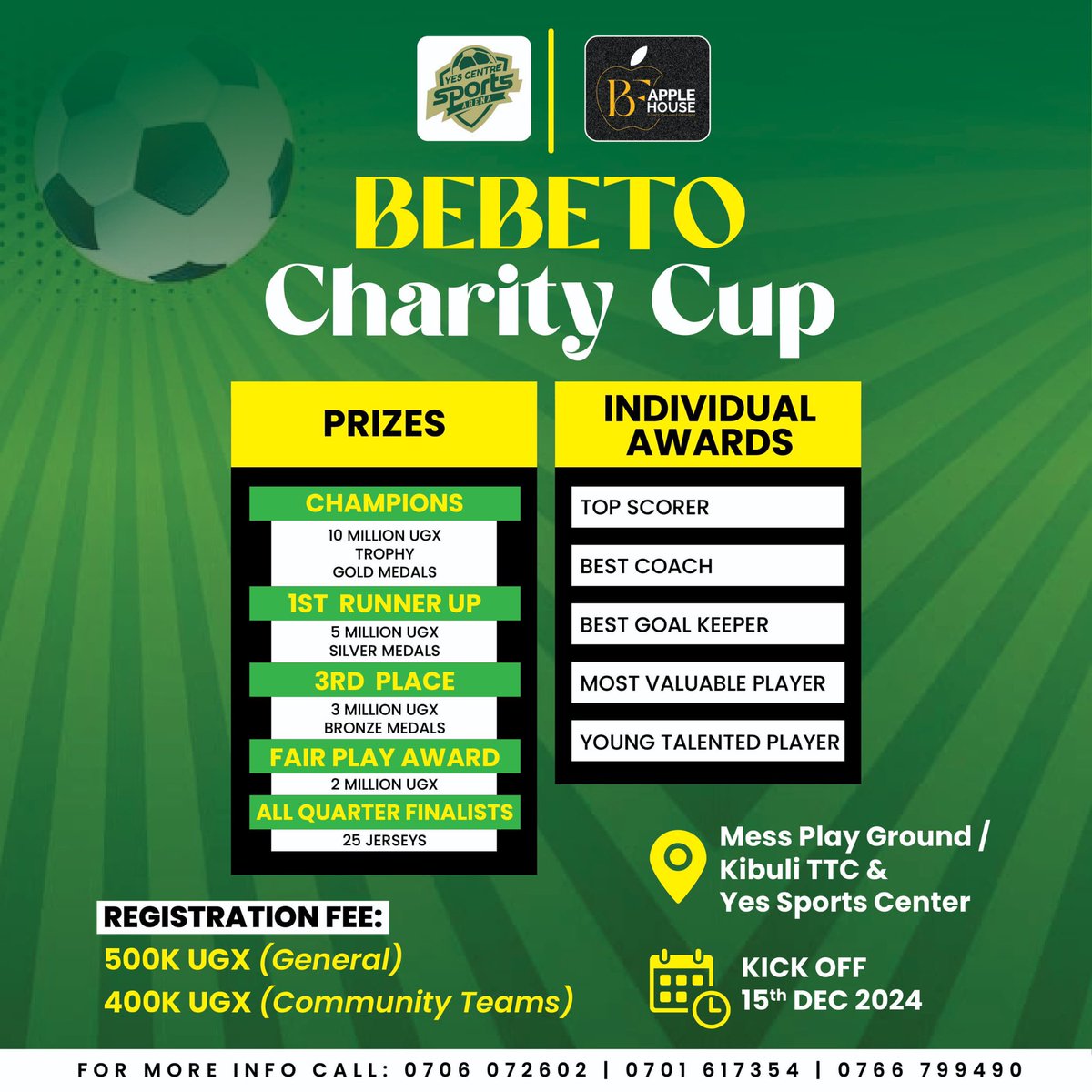 sotrixbax's tweet photo. 👉 All quarterfinalists will receive jerseys (25)
👉 There will also be individual awards awarded to top scorer, best coach, best goalkeeper, most valuable player snd young talented players.

#BebetoCharityCup. https://t.co/xOWu0GBARK