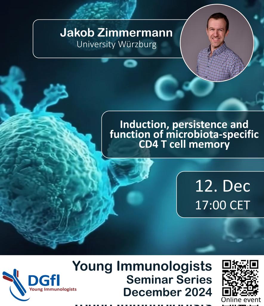 DGFI Young Immunologists (@yi_dgfi) on Twitter photo 💥 Registration open for the next <a href="/YI_dgfi/">DGFI Young Immunologists</a> seminar ft. Jakob Zimmermann <a href="/JZimmermann001/">Jakob Zimmermann</a> from <a href="/Uni_WUE/">Universität Würzburg #UniWürzburg</a> on induction, persistence and functions of microbiota-specific CD4 T cell memory.
When: 12 Dec 2024, 17:00 CET
forms.gle/EyJE3ywCVV5oTx… 💥 Registration open for the next <a href="/YI_dgfi/">DGFI Young Immunologists</a> seminar ft. Jakob Zimmermann <a href="/JZimmermann001/">Jakob Zimmermann</a> from <a href="/Uni_WUE/">Universität Würzburg #UniWürzburg</a> on induction, persistence and functions of microbiota-specific CD4 T cell memory.
When: 12 Dec 2024, 17:00 CET
forms.gle/EyJE3ywCVV5oTx…