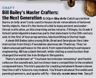 Mark Braxton 💙 (@braxm) on Twitter photo Bill Bailey’s Master Crafters: the Next Generation is back for a four-week run, starting tonight at 8pm on Sky Arts. <a href="/BillBailey/">Bill Bailey</a> radiotimes.com/tv/entertainme… Bill Bailey’s Master Crafters: the Next Generation is back for a four-week run, starting tonight at 8pm on Sky Arts. <a href="/BillBailey/">Bill Bailey</a> radiotimes.com/tv/entertainme…