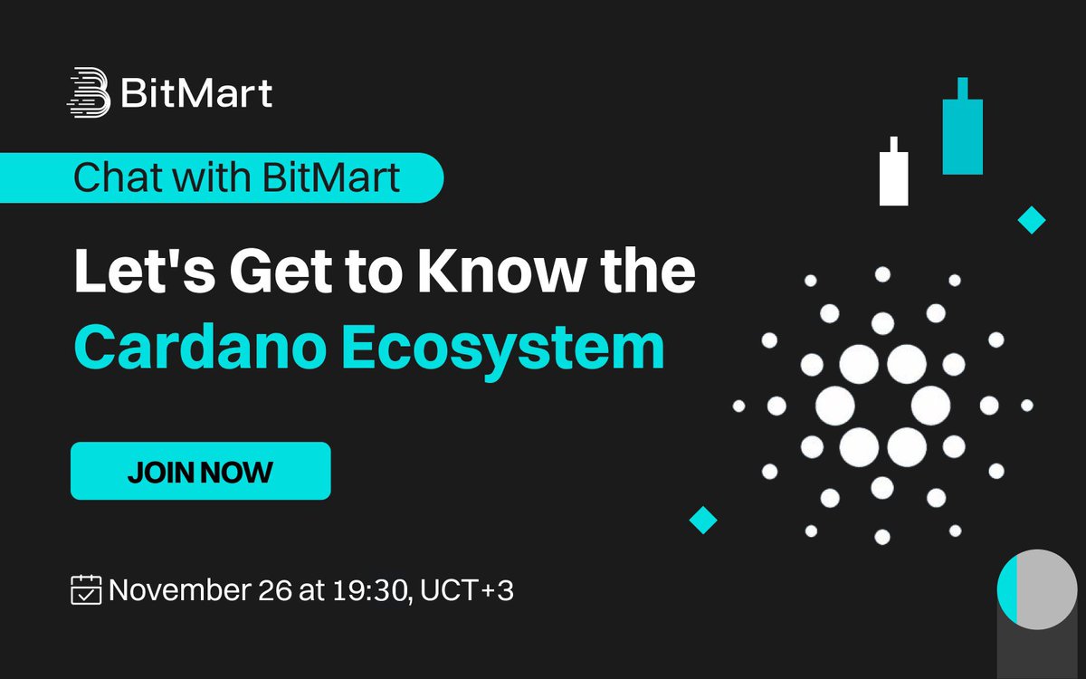 🎙️ BitMart Global X Space With $100 Prize

💬  Let's Get to Know the Cardano Ecosystem!
💸 Spot $100 tokens for 10 users

🔄 RT this tweet 
🗨️ Write your UID in the comment and tag 2 friends
📍 Join: x.com/i/spaces/1kvJp…

🗓️ November 26, 19:30 UTC+3
🎙️ <a href="/hustle_bloom/">HUSTLE</a>