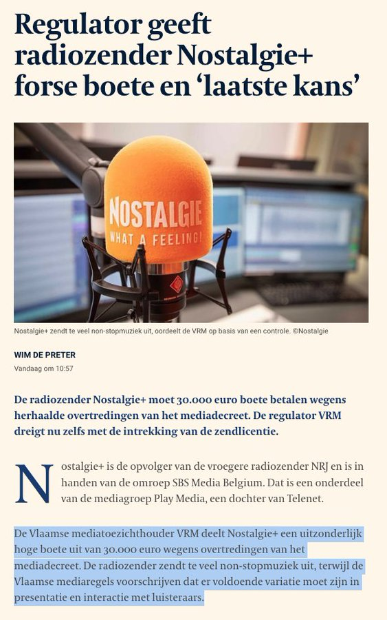 We hebben een regulator die radiozenders boetes geeft als die te veel muziek draaien. Hebben we onze prioriteiten op een rij? De politiek kan altijd schrappen wat geen kerntaken zijn. En dan zijn er bij zo'n regulator ook minder middelen en personeel nodig... #kerntakenNU