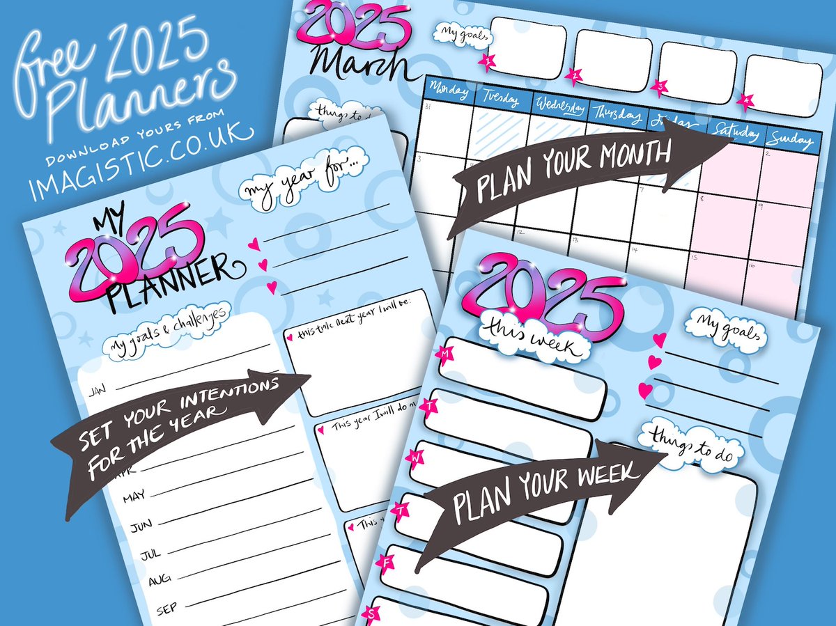With a shiny New Year just around the corner it's time to start thinking ahead... so I've updated my year, week and monthly planners for 2025! 

Download totally free of charge from the homepage of my website imagistic.co.uk 

#free #planner2025