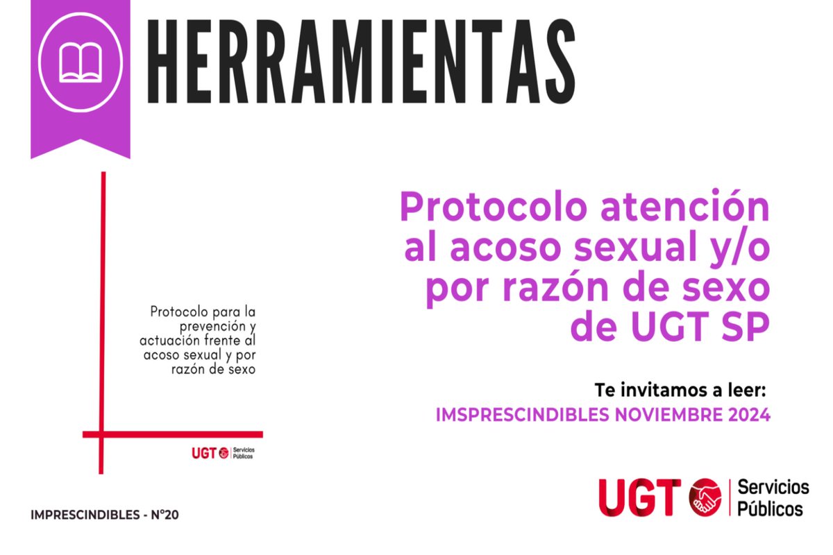 🟣Si no tienes muy claro qué tipo de conducta se considera #acoso sexual o por razón de sexo este documento te lo detalla y explica a la perfección.  

👉🧐Échale un vistazo al protocolo y guárdatelo.

ugtserviciospublicosandalucia.es/images/2023/LO…
