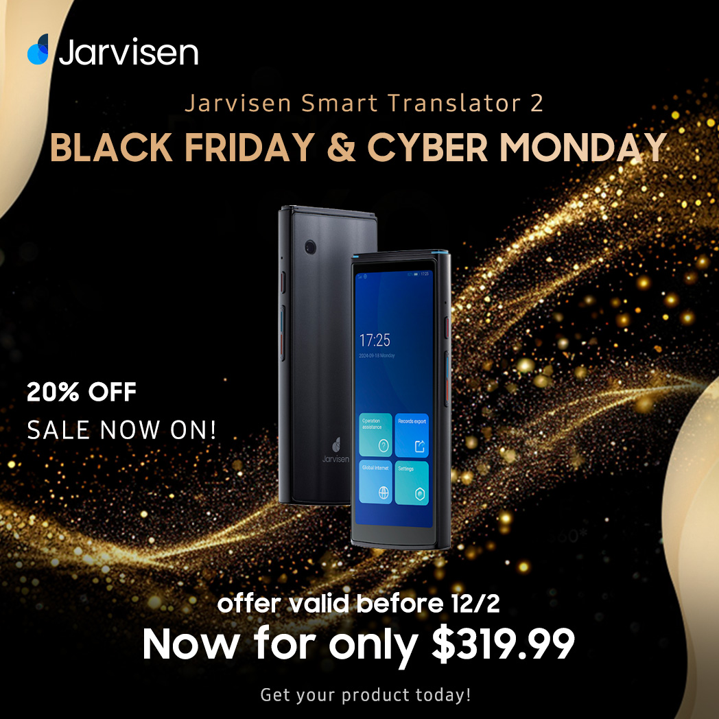 JarvisenGlobal's tweet photo. ✨ Jarvisen Smart Translator 2

#BlackFriday &amp; #CyberMonday Exclusive
🔥 20% OFF SITEWIDE 🔥
Now Only: $319.99
🗓 offer valid before 12/2
Don’t miss out — get yours today!
🔗 Shop Now:
🌐 Our Website: https://t.co/Fbx2gH0oNx

✨ Save big and shop now!
#JarvisenSmartTranslator https://t.co/f4WFuP6gaj